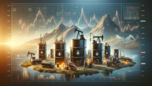 Oil barrels and price charts
